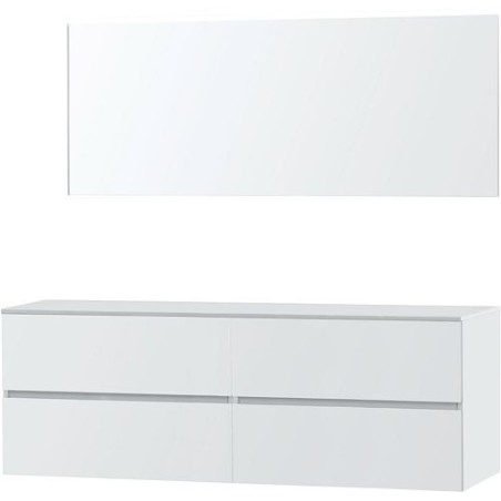 Meuble Molto 180 pour lavabo à poser solid avec miroir coloris poudre blanc