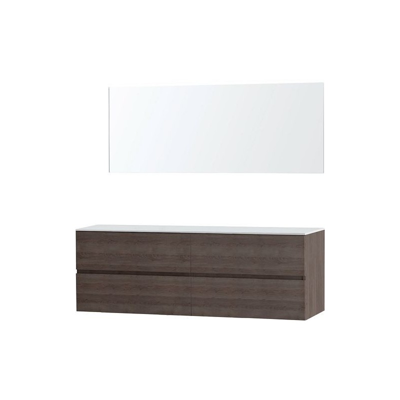 Meuble Molto 180 pour lavabo à poser solid avec miroir coloris chêne gris