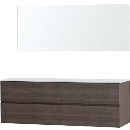 Meuble Molto 180 pour lavabo à poser solid avec miroir coloris chêne gris