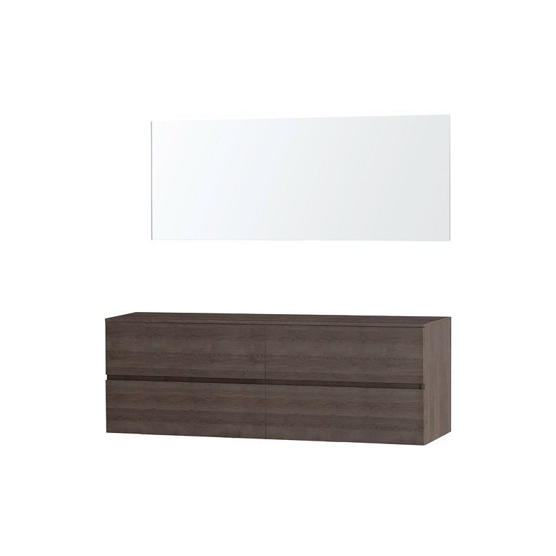 Meuble Molto 180 pour lavabo à poser avec miroir coloris chêne gris