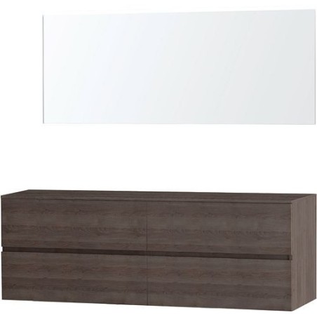 Meuble Molto 180 pour lavabo à poser avec miroir coloris chêne gris