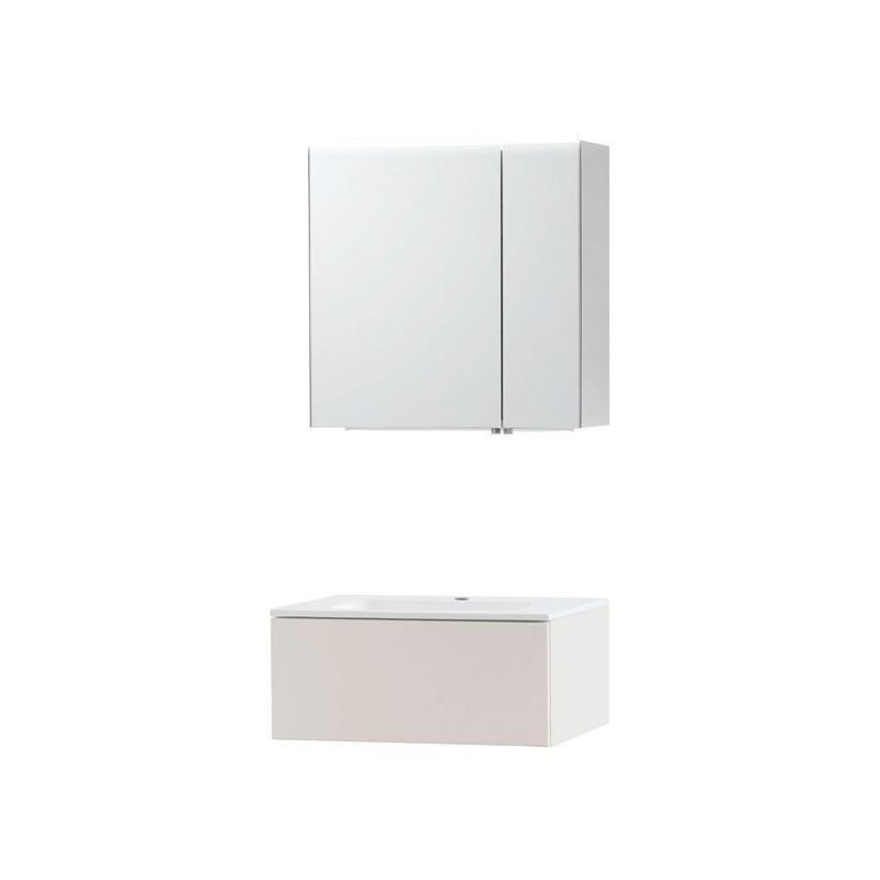 Meuble puro solo beige satin 70 1 tiroir marbre synthétique armoire toilette