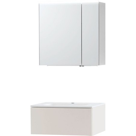 Meuble puro solo beige satin 70 1 tiroir marbre synthétique armoire toilette