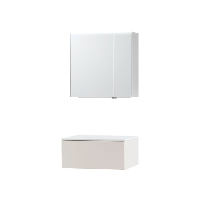 Meuble puro solo beige satin 70 1 tiroir solide à poser armoire toilette