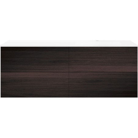 Sous meuble Coffee 4 tiroirs 160 chêne décor mokka+lavabo droite blanc mat