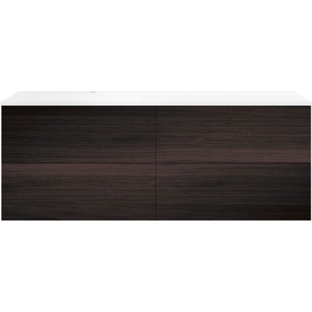 Sous meuble Coffee 4 tiroirs 160 chêne décor mokka+lavabo gauche blanc