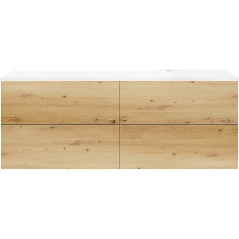 Sous meuble Coffee 4 tiroirs 160 chêne décor urban+lavabo droite blanc mat