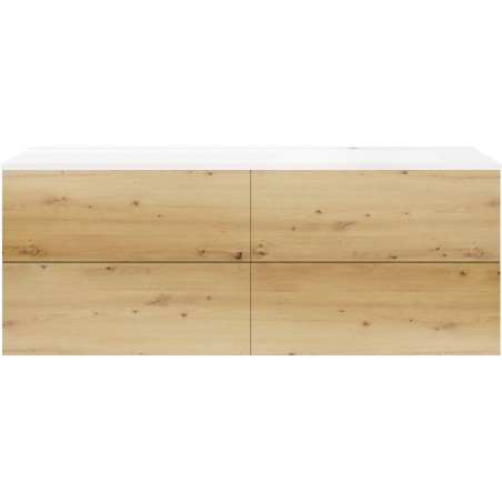 Sous meuble Coffee 4 tiroirs 160 chêne décor urban+lavabo droite blanc mat