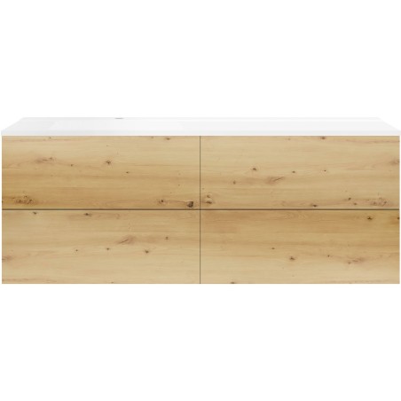 Sous meuble Coffee 4 tiroirs 160 chêne décor urban+lavabo gauche blanc