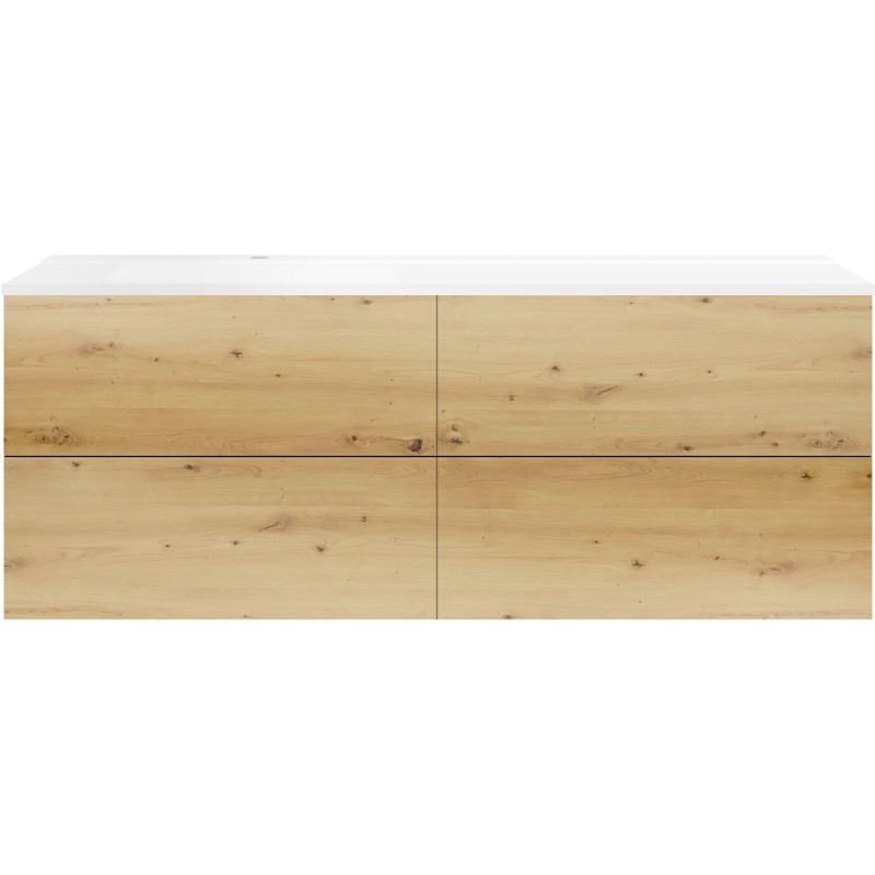 Sous meuble Coffee 4 tiroirs 160 chêne décor urban+lavabo gauche blanc mat