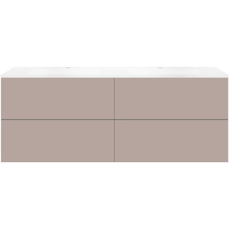 Sous meuble Coffee 4 tiroirs 160 duo basalte gris +double lavabo blanc mat