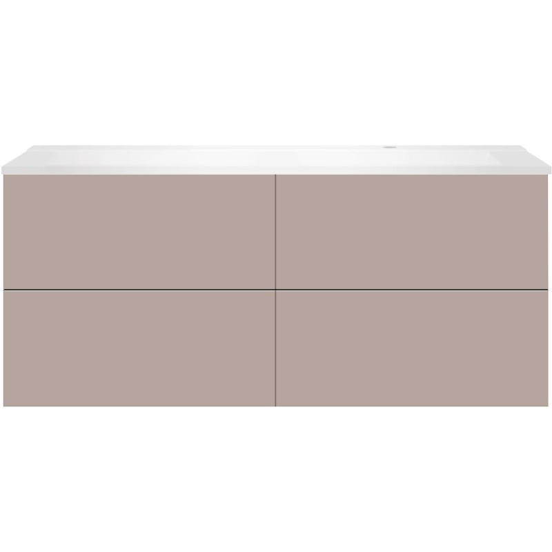 Sous meuble Coffee 4 tiroirs 140 mat basalte gris+lavabo droite blanc mat