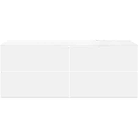 Sous meuble Coffee 4 tiroirs 160 blanc mat+lavabo droite blanc