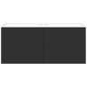 Sous meuble Coffee 4 tiroirs 140 duo graphite doux mat +double lavabo porcelaine sans trou robinet blanc