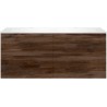Sous meuble Coffee 4 tiroirs 140 duo noyer décor velours +double lavabo blanc mat