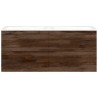 Sous meuble Coffee 4 tiroirs 140 duo noyer décor velours+double lavabo porcelaine sans trou robinet blanc