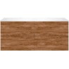 Sous meuble Coffee 4 tiroirs 140 duo tectona décor cannelle +double lavabo blanc mat