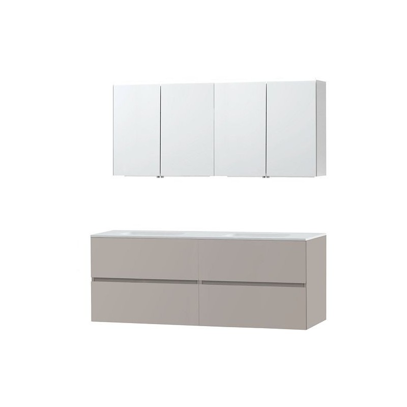 Meuble Molto 160 solid avec armoire de toilette coloris poudre gris