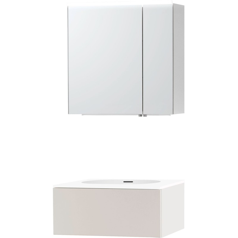 Meuble puro solo beige satin 70 1 tiroir xonyx armoire toilette