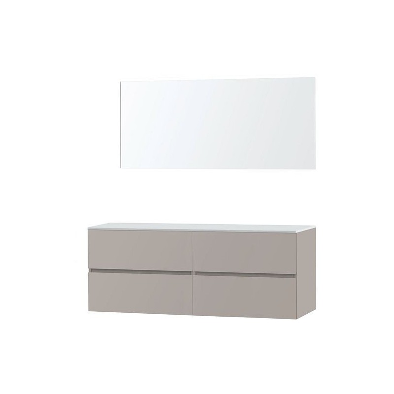 Meuble Molto 160 pour lavabo à poser solid avec miroir coloris poudre gris