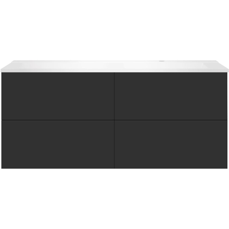 Sous meuble Coffee 4 tiroirs 140 graphite doux mat+lavabo droite blanc