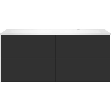 Sous meuble Coffee 4 tiroirs 140 graphite doux mat+lavabo droite blanc