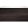 Sous meuble Coffee 4 tiroirs 120 duo chêne décor mokka +double lavabo blanc