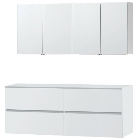 Meuble Molto 160 pour lavabo à poser solid avec armoire toilette coloris blanc