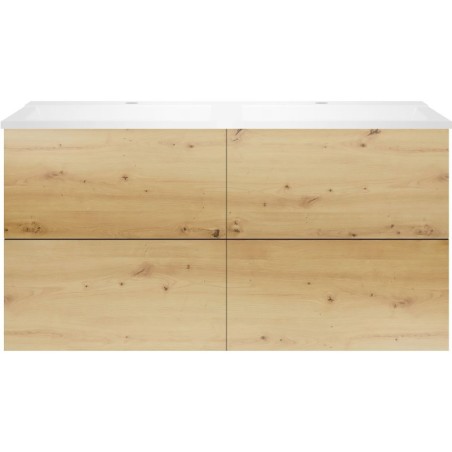 Sous meuble Coffee 4 tiroirs 120 duo chêne décor urban +double lavabo blanc mat