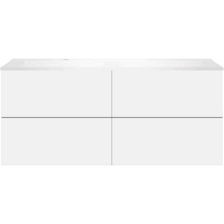 Sous meuble Coffee 4 tiroirs 140 blanc mat+lavabo gauche blanc mat