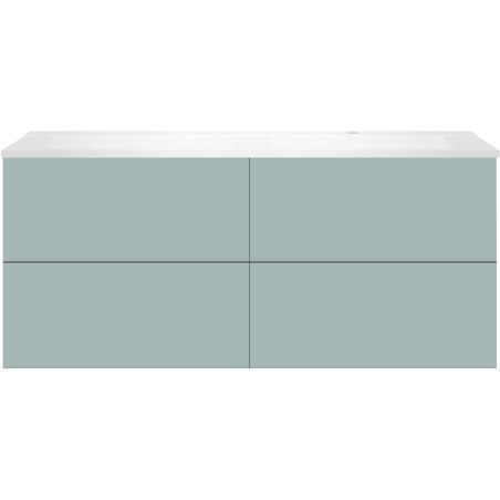 Sous meuble Coffee 4 tiroirs 140 bleu azur doux mat+lavabo droite blanc