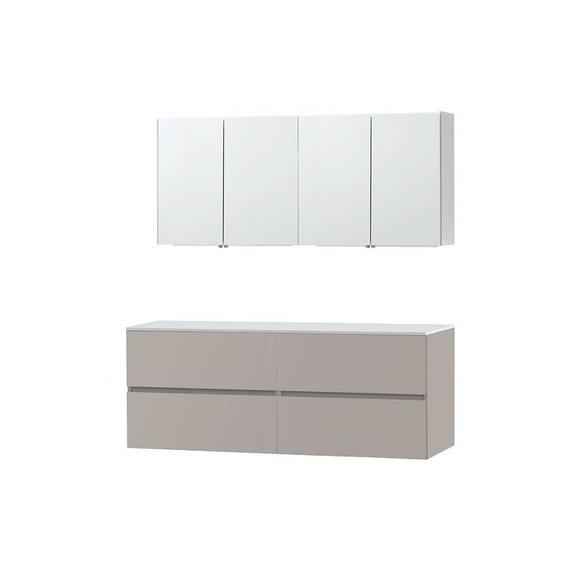 Meuble Molto 160 pour lavabo à poser solid avec armoire de toilette coloris poudre gris