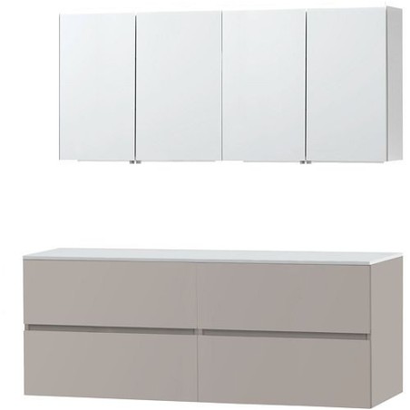 Meuble Molto 160 pour lavabo à poser solid avec armoire de toilette coloris poudre gris