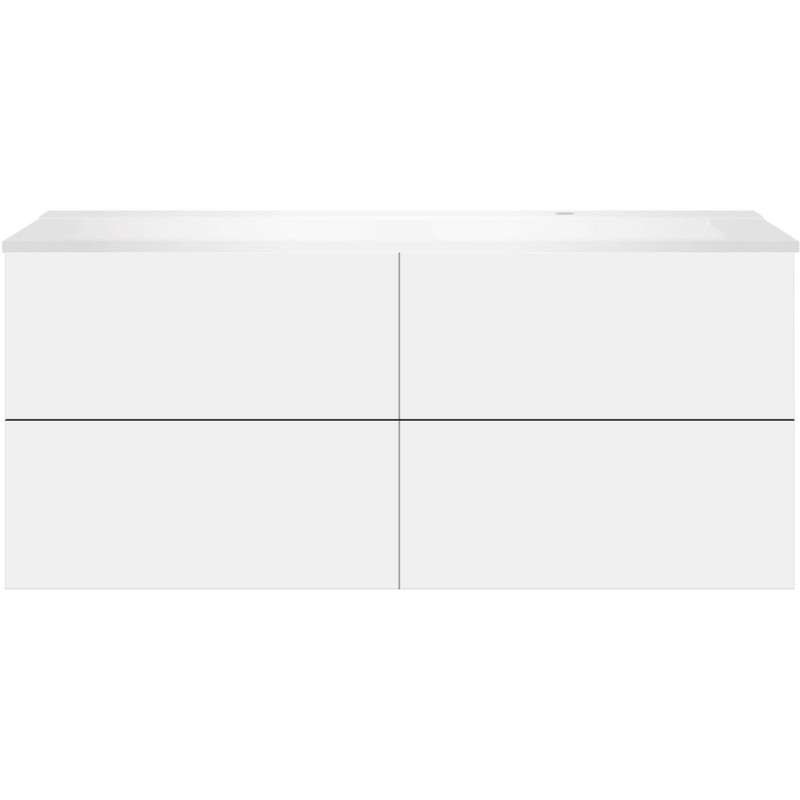 Sous meuble Coffee 4 tiroirs 140 blanc mat+lavabo droite blanc mat