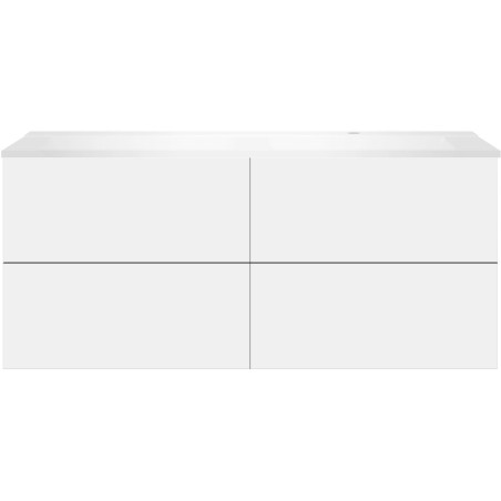 Sous meuble Coffee 4 tiroirs 140 blanc mat+lavabo droite blanc mat