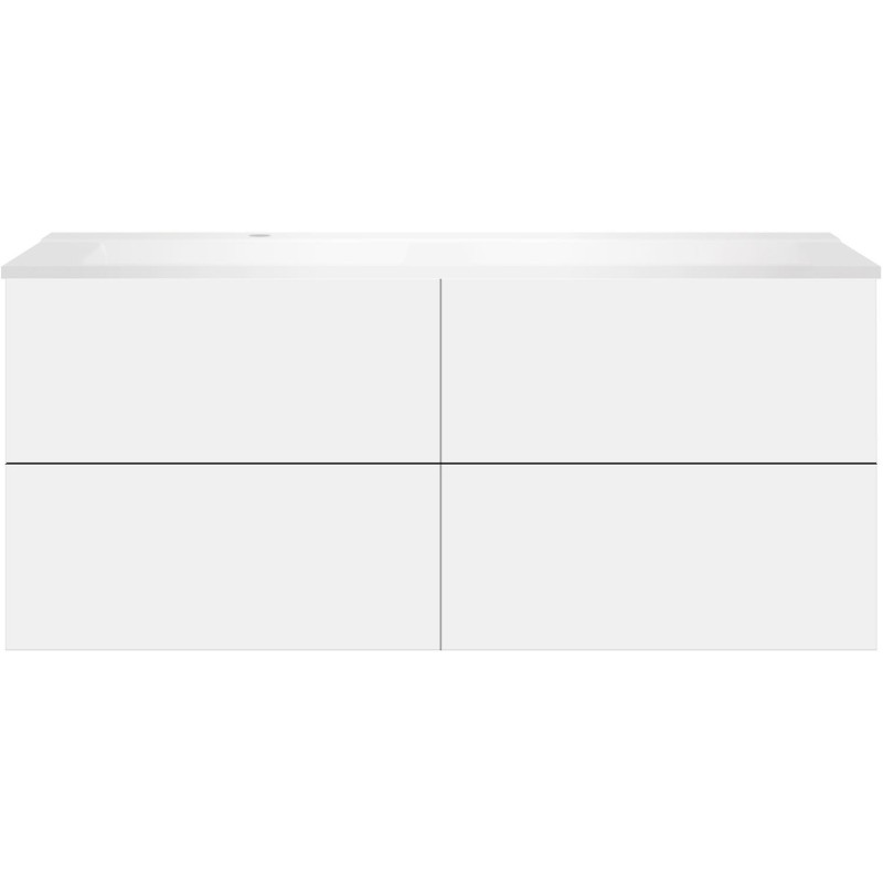 Sous meuble Coffee 4 tiroirs 140 blanc mat+lavabo gauche blanc