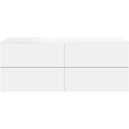 Sous meuble Coffee 4 tiroirs 160 blanc mat+lavabo gauche blanc mat