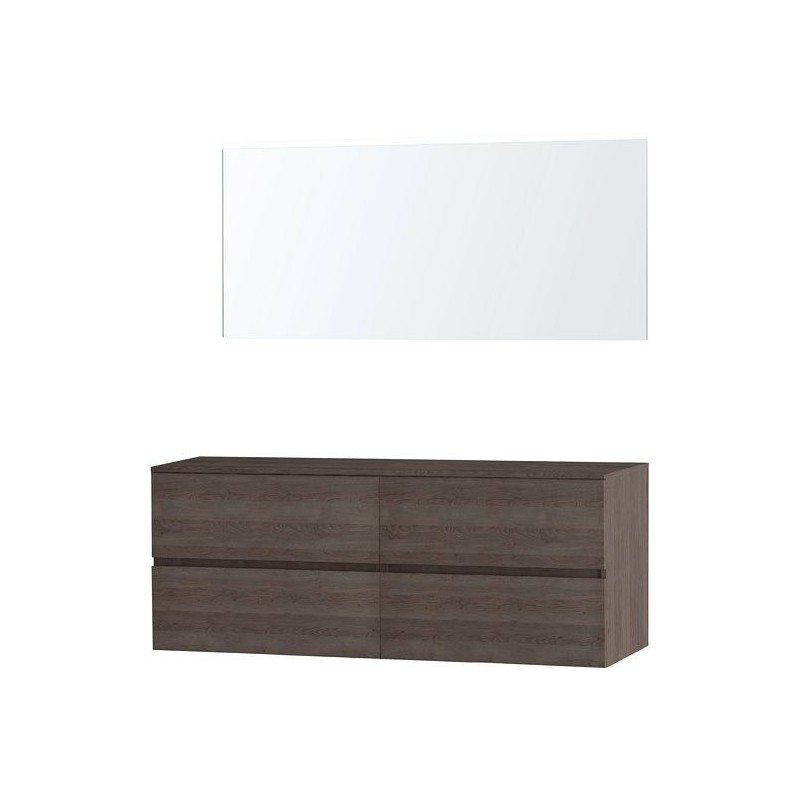 Meuble Molto 160 pour lavabo à poser avec miroir coloris chêne gris