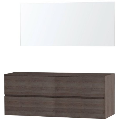 Meuble Molto 160 pour lavabo à poser avec miroir coloris chêne gris