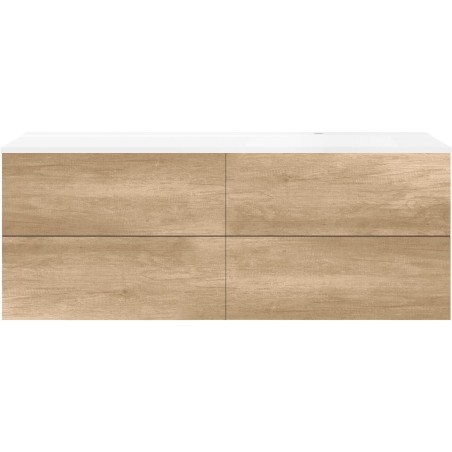 Sous meuble Coffee 4 tiroirs 160 chêne décor cachmire+lavabo droite blanc mat