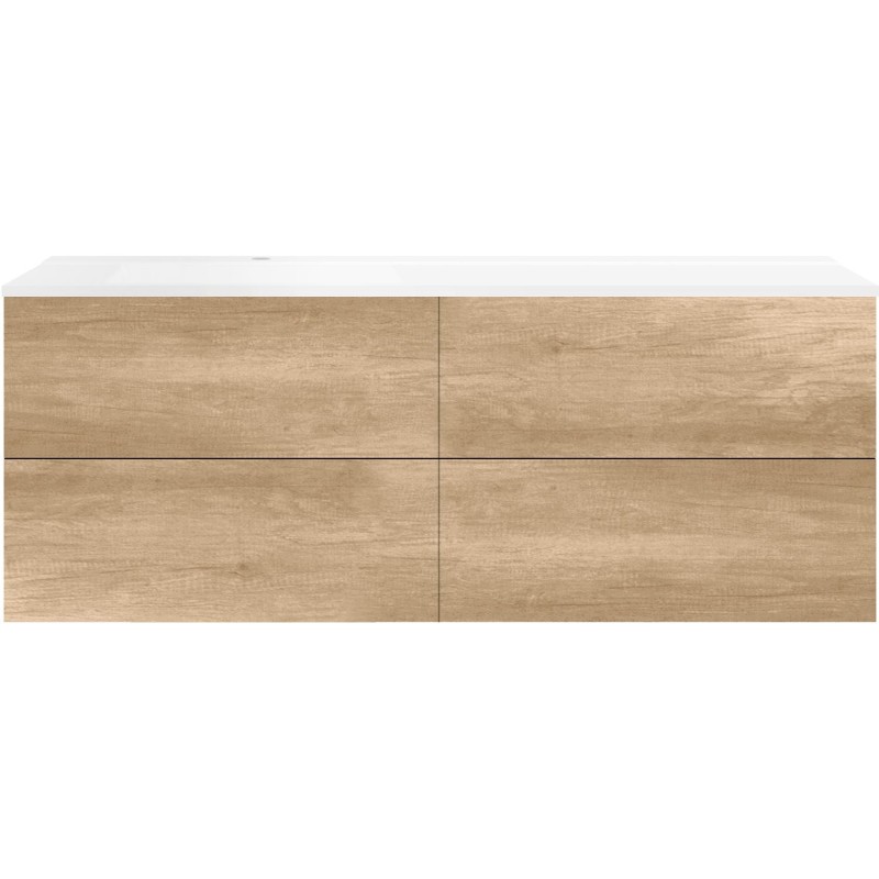 Sous meuble Coffee 4 tiroirs 160 chêne décor cachmire+lavabo gauche blanc mat
