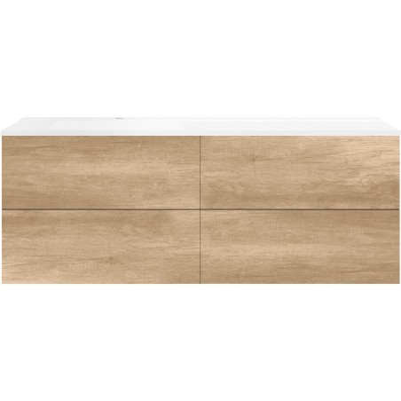 Sous meuble Coffee 4 tiroirs 160 chêne décor cachmire+lavabo gauche blanc mat
