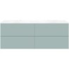 Sous meuble Coffee 4 tiroirs 160 duo bleu azur doux mat +double lavabo blanc mat