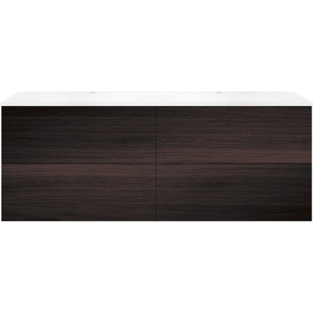 Sous meuble Coffee 4 tiroirs 160 duo chêne décor mokka +double lavabo blanc