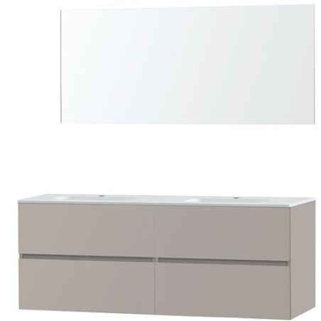 Meuble Molto 160 marbre synthétique avec miroir coloris poudre gris