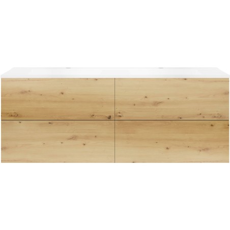 Sous meuble Coffee 4 tiroirs 160 duo chêne décor urban +double lavabo blanc mat