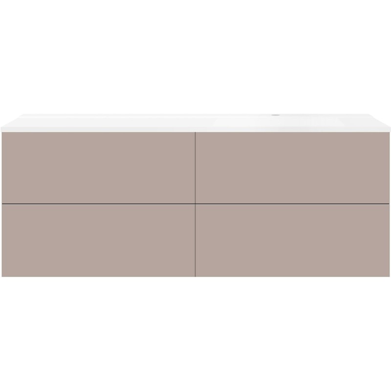 Sous meuble Coffee 4 tiroirs 160 mat basalte gris+lavabo droite blanc mat