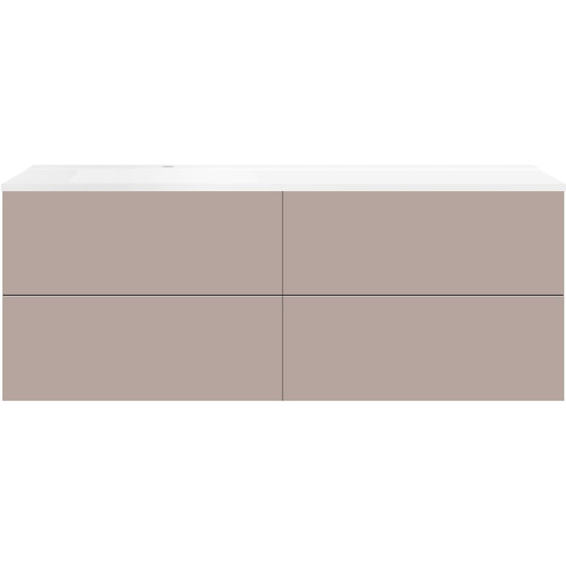 Sous meuble Coffee 4 tiroirs 160 mat basalte gris+lavabo gauche blanc mat