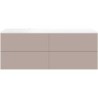 Sous meuble Coffee 4 tiroirs 160 mat basalte gris+lavabo gauche blanc mat