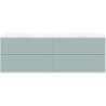 Sous meuble Coffee 4 tiroirs 180 duo bleu azur doux mat +double lavabo blanc